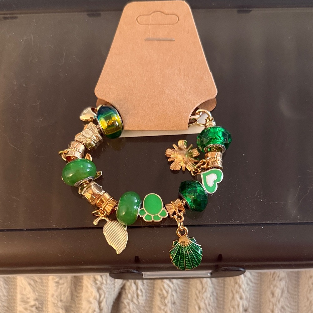 Green and Gold Charm Bracelet